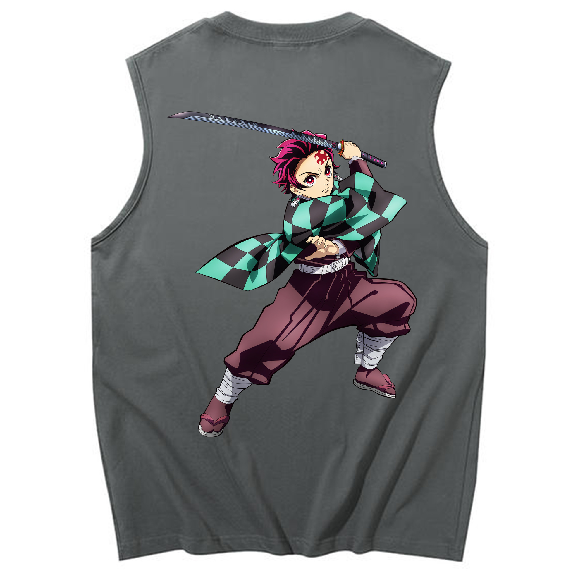 （画像用） 鬼滅の刃 竈門 炭治郎／かまど たんじろう Kamado Tanjirou コットン100％タンクトップ（背面プリント）